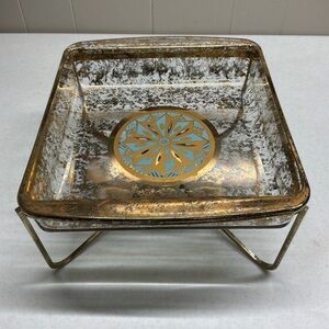 Georges Briard/Culver? MCM Vintage Unsigned Pyrex Baking Dish With Warmer Stand